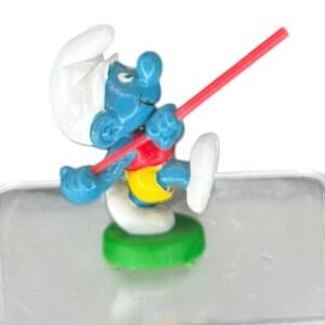 Vintage Pole Vault Super Smurf 40506 | Schleich Peyo 1979 PVC